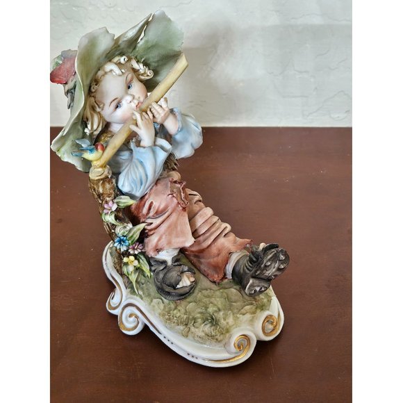 Capodimonte Boy With Flute Figurine; made in Italy
